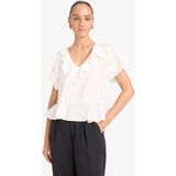 DeFacto Regular Fit V Yaka Modal Kısa Kollu Bluz F8319AX25AU - Ekru-ER85
