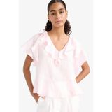 DeFacto Regular Fit V Yaka Modal Kısa Kollu Bluz F8319AX25AU