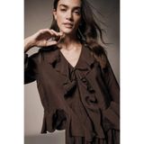DeFacto Regular Fit V Yaka Modal Volanlı Uzun Kollu Bluz G1971AX25WN