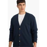 DeFacto Regular Fit V Yaka Pike Hırka, 2XL, F2073AX25AU, Lacivert-NV64, Kadın