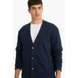 DeFacto Regular Fit V Yaka Pike Hırka, XL, F2073AX25AU, Lacivert-NV64, Kadın