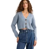 DeFacto Regular Fit V Yaka Triko Hırka, XL, R1389AZ25WN, Mavi-BE373, Kadın