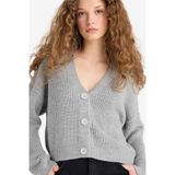 DeFacto Regular Fit V Yaka Triko Hırka, XS, U2052AZ25WN, Gri-GR76, Kadın