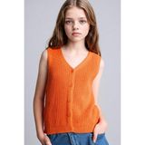 DeFacto Regular Fit V Yaka Triko Yelek Kız Çocuk H8408A826HS - 8 - 9 Yaş - Turuncu-OG475