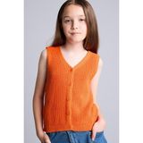 DeFacto Regular Fit V Yaka Triko Yelek Kız Çocuk H8408A826HS - 9 - 10 Yaş - Turuncu-OG475