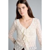 DeFacto Regular Fit V Yaka Volanlı Dantel Uzun Kollu Bluz I7319AX26AU