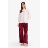 DeFacto Regular Fit Velur Pijama Altı, XL, G5915AX25WN, Bordo-BR248, Kadın