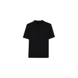 DeFacto Regular Fit Yarım Balıkçı Yaka Fitilli Kaşkorse Kısa Kollu Tişört, XL, B1177AX25AU, Siyah, Kadın