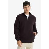 DeFacto Regular Fit Yarım Fermuarlı Sweatshirt, 2XL, E9629AX25AU, Kahve-BN337, erkek