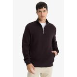 DeFacto Regular Fit Yarım Fermuarlı Sweatshirt, XL, E9629AX25AU, Kahve-BN337, erkek