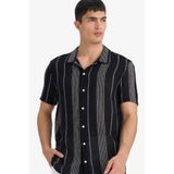 DeFacto Regular Fit Yazlık Polo Yaka Pamuklu Kısa Kollu Gömlek, S, D7662AX25SP, Siyah-BK81, Erkek