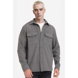 DeFacto Regular Fit Yün Görünümlü Uzun Kollu Gömlek, XL, G7267AX25WN, Antrasit, Erkek