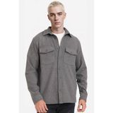 DeFacto Regular Fit Yün Görünümlü Uzun Kollu Gömlek, XXL, G7267AX25WN, Antrasit, Erkek