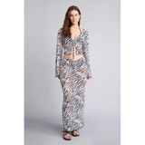 DeFacto Regular Fit Zebra Desenli Tül Plaj Eteği, L, C3179AX25HS, Siyah-BK81, Kadın