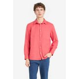 DeFacto Regular Fit%100 Keten Uzun Kollu Polo Yaka Gömlek, L, G0788AX26SM, Kırmızı-RD353, Erkek