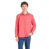 DeFacto Regular Fit%100 Keten Uzun Kollu Polo Yaka Gömlek, XL, G0788AX26SM, Kırmızı-RD353, Erkek