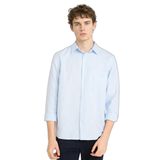 DeFacto Regular Fit%100 Keten Uzun Kollu Polo Yaka Gömlek, XS, G0788AX26SM, Mavi-BE177, Erkek
