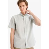 DeFacto Regular Fit%100 Pamuk Oxford Kısa Kollu Gömlek, 2XL, D7419AX26SP, Yeşil-GN1255, Erkek