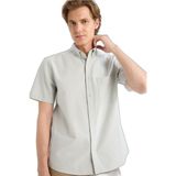 DeFacto Regular Fit%100 Pamuk Oxford Kısa Kollu Gömlek, 3XL, D7419AX26SP, Yeşil-GN1255, Erkek