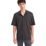 DeFacto Relax Fit Apaş Yaka Hafif Kumaş Yazlık Kısa Kollu Gömlek, S, F2838AX25SP, Antrasit-AR104, Erkek