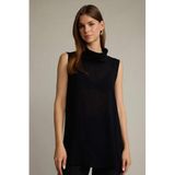 DeFacto Relax Fit Balıkçı Yaka Çapraz Dokuma Kolsuz Bluz, 42, G0239AX25SM, Siyah-BK81, Kadın