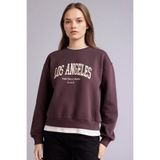 DeFacto Relax Fit Baskılı Sweatshirt, M, H1936AX25WN, Kahve-BN340, kadın
