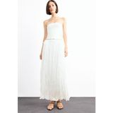 DeFacto Relax Fit Beli Lastikli Saten Maxi Etek G0387AX25SM - Beyaz-WT34 - 36