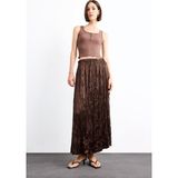 DeFacto Relax Fit Beli Lastikli Saten Maxi Etek G0387AX25SM - Kahve-BN214 - 40