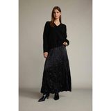 DeFacto Relax Fit Beli Lastikli Saten Maxi Etek G0387AX25SM - Siyah-BK81 - 36