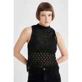 DeFacto Relax Fit Bisiklet Yaka Ajur Atlet Siyah, S, C0786AX23WN, Siyah-BK27, Kadın