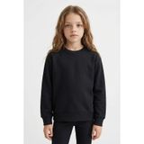 Defacto Relax Fit Bisiklet Yaka Basic Düz Okul Sweatshirt Kız Çocuk A2797A824AU Siyah