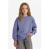 DeFacto Relax Fit Bisiklet Yaka Basic Sweatshirt Kız Çocuk A2797A825AU - 7 - 8 Yaş - Mor-PR510