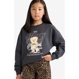 DeFacto Relax Fit Bisiklet Yaka Baskılı İçi Yumuşak Tüylü Sweatshirt Kız Çocuk E6780A825WN - Antrasit-AR138 - Dropsuz - 12 - 13 Yaş
