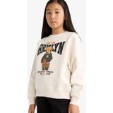 DeFacto Relax Fit Bisiklet Yaka Baskılı İçi Yumuşak Tüylü Sweatshirt Kız Çocuk E6780A825WN - Ekru-ER105 - Dropsuz - 7 - 8 Yaş