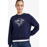 DeFacto Relax Fit Bisiklet Yaka Baskılı Kalın Sweatshirt, S, G6298AX25WN, Lacivert-NV251, kadın