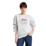 DeFacto Relax Fit Bisiklet Yaka Baskılı Kalın Sweatshirt, XL, G2152AX25WN, Gri-GR93, kadın