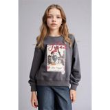 DeFacto Relax Fıt Bisiklet Yaka Baskılı Sweatshirt Kız Çocuk E6759A826SP