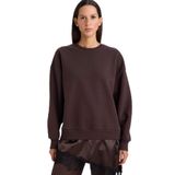 DeFacto Relax Fit Bisiklet Yaka Etek Ucu Dantel Detaylı Sweatshirt, M, G8595AX25CW, Kahve-BN130, kadın