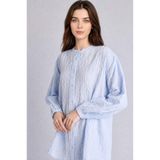 DeFacto Relax Fıt Bisiklet Yaka Gofre Dokulu Uzun Kollu Açık Mavi Tunik D4145AX26SM