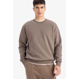 DeFacto Relax Fit Bisiklet Yaka Kalın İçi Yumuşak Tüylü Basic Düz Sweatshirt, 2XL, T5139AZ25AU, Kahve-BN581, erkek
