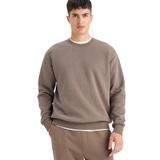 DeFacto Relax Fit Bisiklet Yaka Kalın İçi Yumuşak Tüylü Basic Düz Sweatshirt, M, T5139AZ25AU, Kahve-BN571, erkek