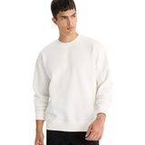 DeFacto Relax Fit Bisiklet Yaka Kalın İçi Yumuşak Tüylü Basic Düz Sweatshirt, XL, T5139AZ25AU, Beyaz, erkek