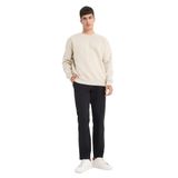 DeFacto Relax Fit Bisiklet Yaka Kalın İçi Yumuşak Tüylü Basic Düz Sweatshirt, XXL, T5139AZ25AU, Bej, erkek