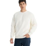 DeFacto Relax Fit Bisiklet Yaka Polar Sweatshirt, S, F3685AX25WN, Ekru-ER140, erkek