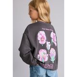 DeFacto Relax Fit Bisiklet Yaka Sırt Baskılı Çiçekli Sweatshirt Kız Çocuk