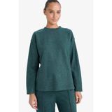 DeFacto Relax Fit Bisiklet Yaka Sweatshirt, M, F1013AX25AU, Yeşil-GN650, kadın