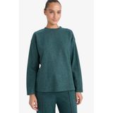 DeFacto Relax Fit Bisiklet Yaka Sweatshirt, S, F1013AX25AU, Yeşil-GN650, kadın