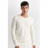 Defacto Relax Fit Bisiklet Yaka Triko Kazak, 2XL, D3278AX24WN, Ekru-ER139, Erkek, XXL