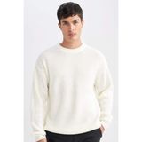 DeFacto Relax Fit Bisiklet Yaka Triko Kazak, 3XL, D3219AX24WN, Ekru-ER139, Erkek