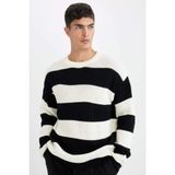 DeFacto Relax Fit Bisiklet Yaka Triko Kazak, 3XL, D3263AX24WN, Siyah-BK27, Erkek